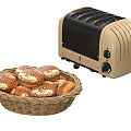 Modern Home Kitchen Toaster With Wicker Basket Filled With Fresh Pretzels