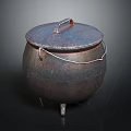 Traditional Cast Iron Cooking Pot With Lid Handle And Legs For Kitchen Use