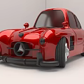 Red Vintage Style Car With Unique Design Details 3d model