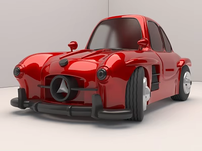 Red Vintage Style Car With Unique Design Details 3d model Red Vintage Style Car With Unique Design Details 3d model