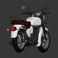 Classic White Motorcycle with Red Leather Seat and Vintage Design Elements