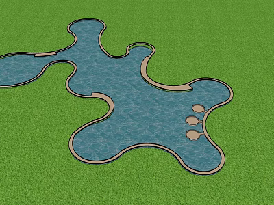 Modern Pool Waterfront Park Waterfront Plank Road Water Platform Plank Road Trail Landscape Wooden Plank Road Near Water Landscape 3d model