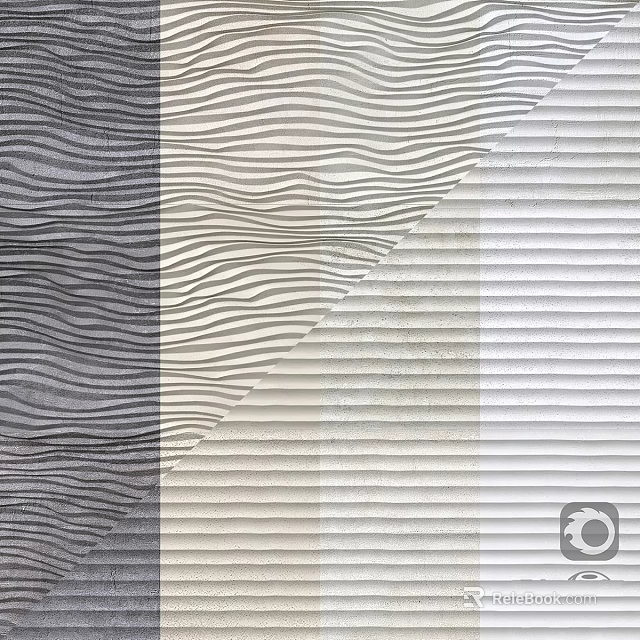 Textured Patterned Components With Wavy Striped Designs And Neutral Color Palettes 3d model 