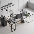Glass Computer Table Glass Decorative Rack Casual Swivel Chair Desktop Computer Metal Table Lamp Floor Lamp Audio Headset Earphone Rack Game Machine Keyboard Mouse 3d model