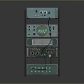 Professional Green Electronic Equipment Rack Featuring Multiple Layers Knobs Buttons And Illuminated Screen