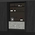 Modern Wine Cabinet With Wine Bottles Glasses Lighting And Storage Drawers