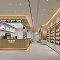 Modern Mall Shop With Glass Facade Display Shelves Tables And Green Plants