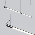 Modern Linear Hanging Pendant Light With Black Metal Frame And LED Tubes For Interior Design