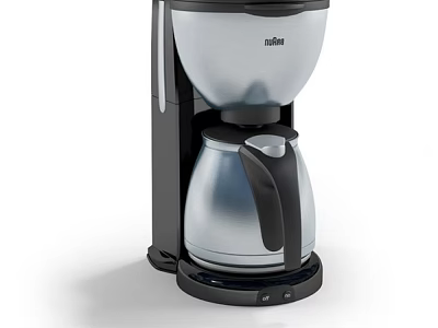 Modern Silver And Black Household Coffee Maker Appliance With Sleek Design 3d model