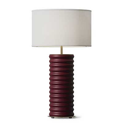 Modern Table Lamp With White Lampshade And Burgundy Spiral Textured Base 3d model