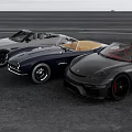 Three Sleek Convertible Sports Cars Parked On Open Asphalt Ground With Stylish Designs
