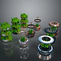 Modern Landscape with Multi Tiered Planters and Lush Green Foliage