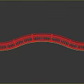 Red Arch Bridge With Traditional Design Wooden Deck And Ornate Railings
