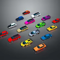 Various Colored Cars In Different Styles Arranged In Circular Formation