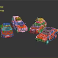 Red Toy Cars With Solar Panels Lights And Various Emergency Designs
