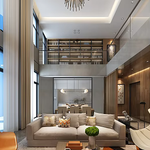 Modern Duplex Living Room 3d model
