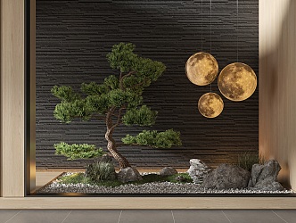 New Chinese style landscape sketch interior garden landscaping 3d model