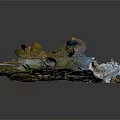 Cartoon Style Colorful Cave Interior With Round Holes And Textured Surfaces