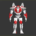 Red And White Humanoid Robot Character With Detailed Mechanical Armor Standing Pose 3d model