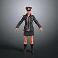 Game Movie Female Character Wearing Dark Uniform Coat Short Skirt Long Boots And Red Hat