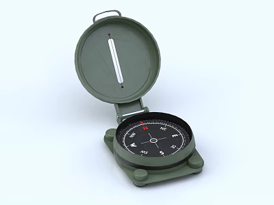 Vintage Green Decorative Compass Ornament Set With Open Lid And Detailed Scale Pointer 3d model