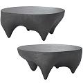 Two Modern Gray Coffee Tables With Abstract Leg Design And Textured Surface 3d model