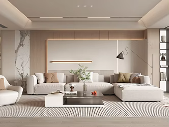modern living room cream living room 3d model