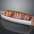 Traditional Wooden Boat With White Hull Wooden Interior Seats And Oars