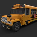 Yellow School Bus With Stop Sign And Number 416 On Dark Background