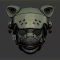 Green Tactical Weapon Helmet With Mechanical Design Ear Like Structures And Metal Parts