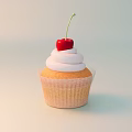 Colorful Cupcakes With Swirled Frosting Paper Liners And Fresh Cherries On Top