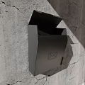 Public Wall Mounted Gray Mailbox With Envelope Logo Secure Lock On Concrete Cracked Wall