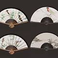Traditional Chinese Fan Wall Hangings With Birds Bamboo And Landscape Patterns