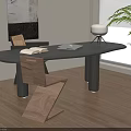 Modern Home Office Desk With Wooden Chair Open Book And Floor Lamp