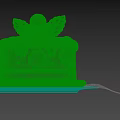 Delicious Blueberry Cake With Purple Frosting Green Leaves And Cookie Border On White Plate
