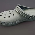 Classic Gray Crocs Shoes With Perforated Design And Adjustable Strap 3d model