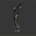 Post Apocalyptic Sci Fi Game Character With Mechanical Wings Damaged Armor And Yellow Goggles 3d model