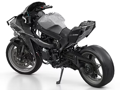 Modern Sport Motorcycle With Sleek Black Gray Body Wide Tires And Aerodynamic Design 3d model