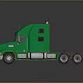 Green Semi Truck Cab With Shiny Exterior And Reflective Surface Design