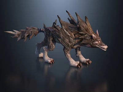 Game Movie Character Ferocious Wolf Like Mythical Beast With Spiked Fur And Sharp Claws 3d model