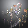 Shiny Colorful Decorative Accessories With Feather Flower And Gold Pendant