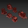 Ruined Building Components With Collapsed Walls Broken Structures And Scattered Debris 3d model