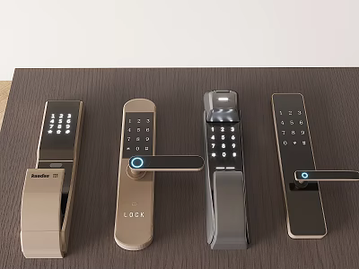 Various Smart Door Handle Locks with Keypad Fingerprint and Gold Black Styles 3d model