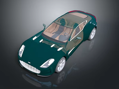 Green Luxury Convertible Car With Modern Design Sleek Body And Beige Interior 3d model