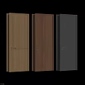 Three Modern Hinged Doors With Wood Grain And Black Finishes In Sleek Design