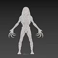 Scary Horror Game Movie Character With Emaciated Body Long Hair Sharp Claws And Wide Grin