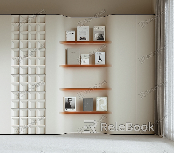 Bookcase Bookshelf Storage Rack Background Wall model