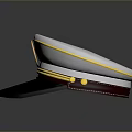 White Nautical Cap With Yellow Red Stripes And Anchor Badge Design
