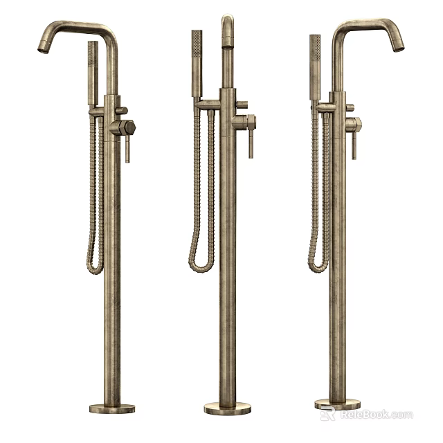 Shower Faucet Set Of Three With Modern Design Handheld Sprayer And Flexible Hose 3d model 
