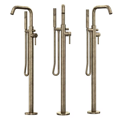 Shower Faucet Set Of Three With Modern Design Handheld Sprayer And Flexible Hose 3d model